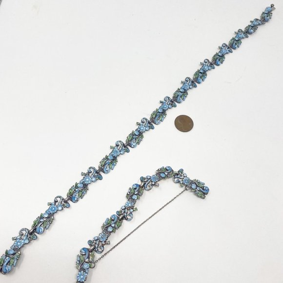 545 Vintage Margot de Taxco 5600 sterling and enamel necklace and bracelet - Picture 5 of 10